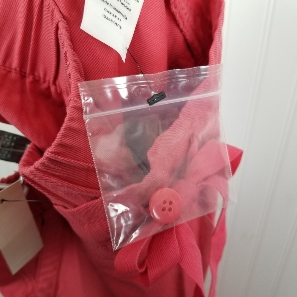 Talbots Womens Size 16P Petite Cropped Pull On Pants Coral Pockets Tie Waist NWT - Picture 10 of 12